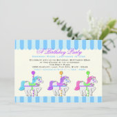 Birthday Carousel Ponies Einladung (Stehend Vorderseite)
