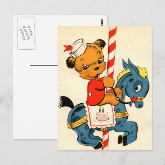Birthday Carousel Postkarte (Vorne/Hinten)