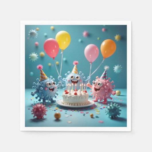 Birthday Cartoon Germ Party Fun Serviette (Vorderseite)