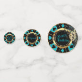 Birthday Casino Poker Chip - Aquamarin Konfetti (Vorderseiten)