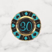 Birthday Casino Poker Chip - Aquamarin Konfetti (Klein Vorderseite)