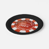 Birthday Casino Poker Chip Personalisiert Pappteller (Schrägansicht)