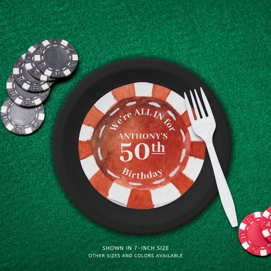 Birthday Casino Poker Chip Personalisiert Pappteller