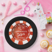 Birthday Casino Poker Chip Personalisiert Pappteller (Party)