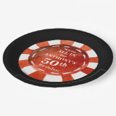 Birthday Casino Poker Chip Personalisiert Pappteller (Schrägansicht)