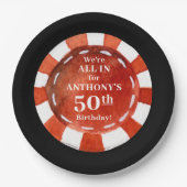 Birthday Casino Poker Chip Personalisiert Pappteller (Vorderseite)