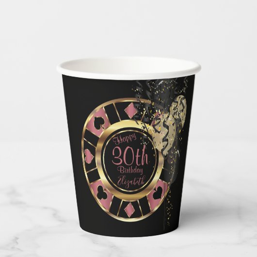 Birthday Casino Poker Chip - Rose Pappbecher (Rückseite)