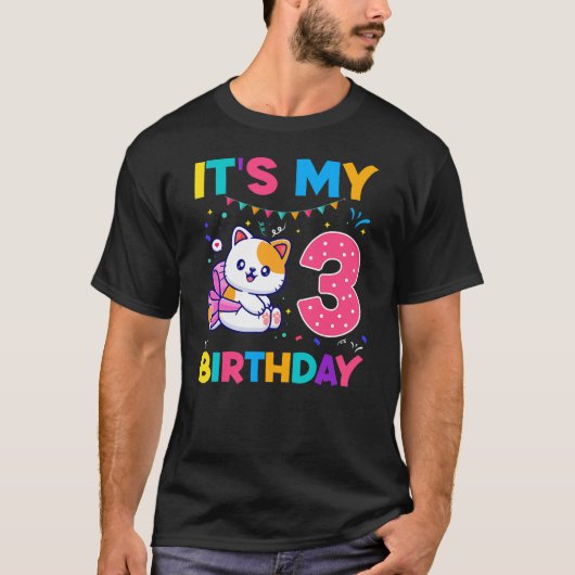 Birthday cat 3 years old Kitten kitty 3rd Birthday T-Shirt (Vorderseite)