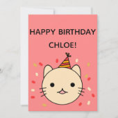Birthday Cat | Beige Cat Happy Birthday Flat Karte (Vorderseite)