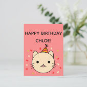 Birthday Cat | Beige Cat Happy Birthday Postkarte (Stehend Vorderseite)