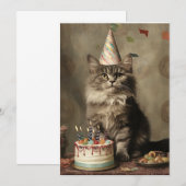 Birthday Cat Einladung (Vorne/Hinten)