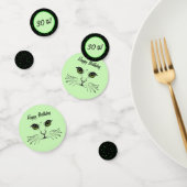 Birthday Cat Face Green Eyes Polka Dots Konfetti (Gruppe)