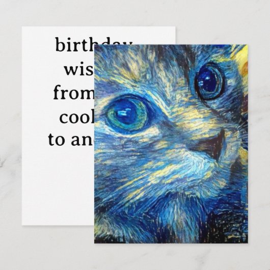 Birthday Cat Flat Card (Vorne/Hinten)