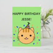 Birthday Cat | Orange Cat Happy Birthday Flat Karte (Stehend Vorderseite)