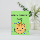 Birthday Cat | Orange Cat Happy Birthday Gruß Postkarte (Stehend Vorderseite)