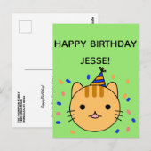 Birthday Cat | Orange Cat Happy Birthday Gruß Postkarte (Vorne/Hinten)