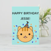 Birthday Cat | Orange Cat Happy Birthday Karte (Stehend Vorderseite)