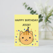 Birthday Cat | Orange Cat Happy Birthday Postkarte (Stehend Vorderseite)
