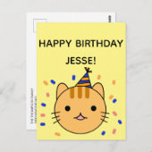 Birthday Cat | Orange Cat Happy Birthday Postkarte (Vorne/Hinten)