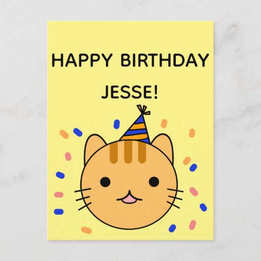 Birthday Cat | Orange Cat Happy Birthday Postkarte (Vorderseite)