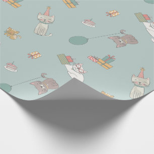 Birthday Cat Party Geschenkpapier