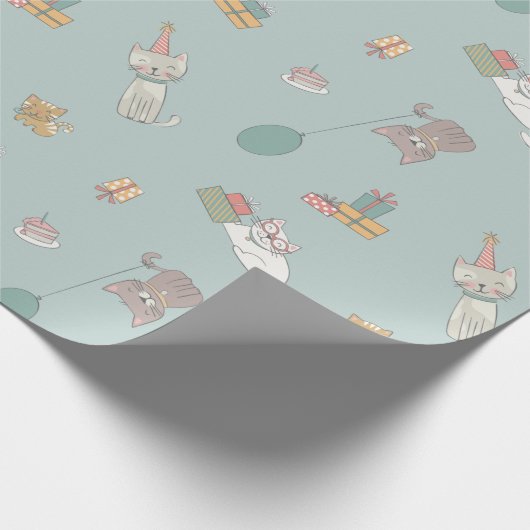 Birthday Cat Party Geschenkpapier (Ecke)