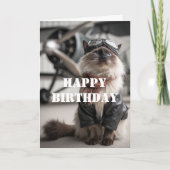 Birthday Cat Pilot Airplane Cool Funny Aviation Karte (Vorderseite)