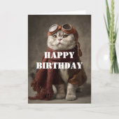 Birthday Cat Pilot Aviator Cool Funny Aviation Karte (Vorderseite)
