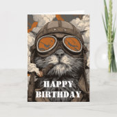 Birthday Cat Pilot Aviator Cool Funny Aviation Karte (Vorderseite)
