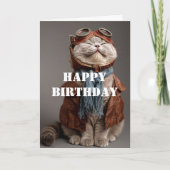 Birthday Cat Pilot Aviator Cool Funny Aviation Karte (Vorderseite)