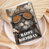 Birthday Cat Pilot Aviator Cool Funny Aviation Karte