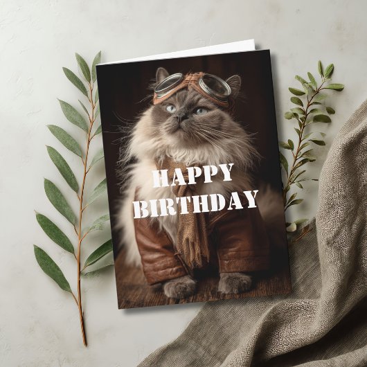 Birthday Cat Pilot Aviator Cool Funny Aviation Karte