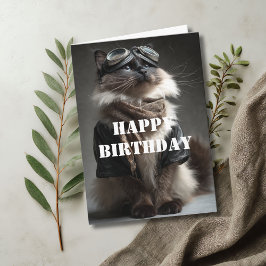 Birthday Cat Pilot Aviator Cool Funny Aviation Karte