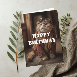 Birthday Cat Pilot Aviator Cool Funny Aviation Karte