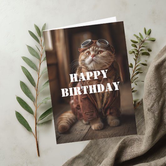 Birthday Cat Pilot Aviator Cool Funny Aviation Karte