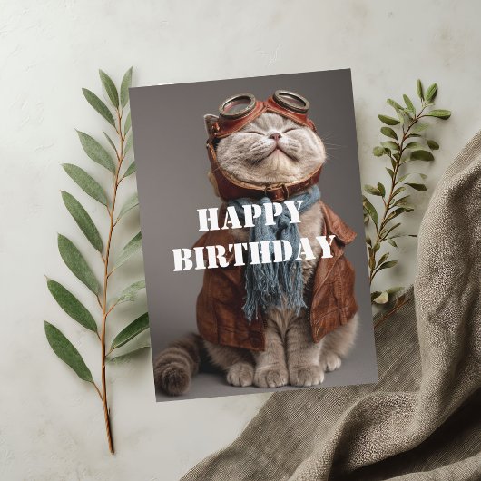 Birthday Cat Pilot Aviator Cool Funny Aviation Karte