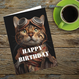 Birthday Cat Pilot Aviator Cool Funny Aviation Karte