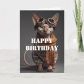 Birthday Cat Pilot Aviator Cool Funny Aviation Karte (Vorderseite)