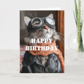 Birthday Cat Pilot Aviator Cool Funny Aviation Karte (Vorderseite)
