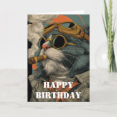 Birthday Cat Pilot  Funny Aviator Cool Aviation Karte (Vorderseite)