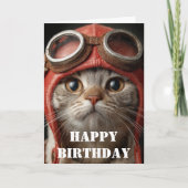 Birthday Cat Pilot  Funny Aviator Cool Aviation Karte (Vorderseite)