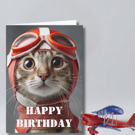 Birthday Cat Pilot  Funny Aviator Cool Aviation Karte