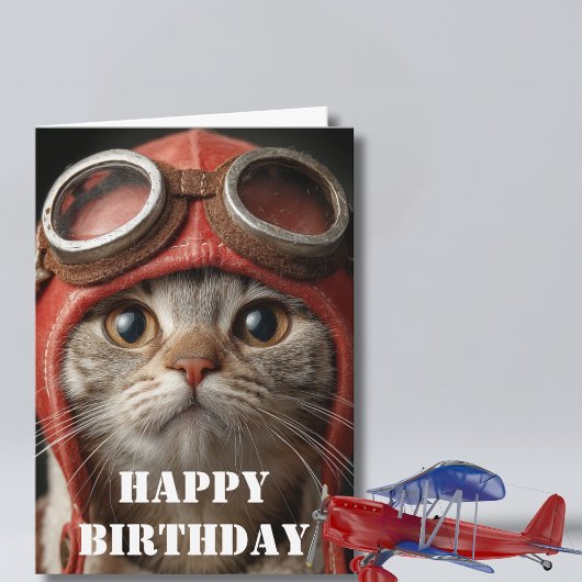 Birthday Cat Pilot  Funny Aviator Cool Aviation Karte