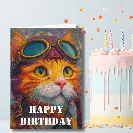 Birthday Cat Pilot  Funny Aviator Cool Aviation Karte