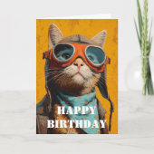 Birthday Cat Pilot  Funny Aviator Cool Aviation Karte (Vorderseite)