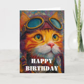 Birthday Cat Pilot  Funny Aviator Cool Aviation Karte (Vorderseite)