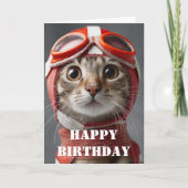 Birthday Cat Pilot  Funny Aviator Cool Aviation Karte (Vorderseite)