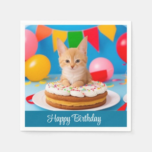 Birthday Cat Serviette (Vorderseite)