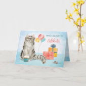 Birthday Cat Wearing Funny Glasses präsentiert Karte (Gelbe Blume)