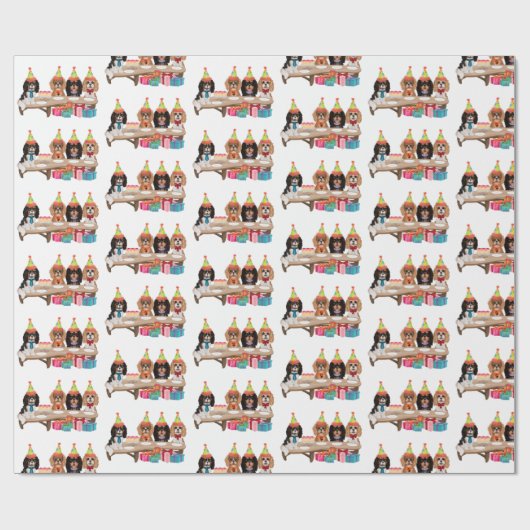 Birthday Cavalier King Charles Spaniel Geschenkpapier (Flach)